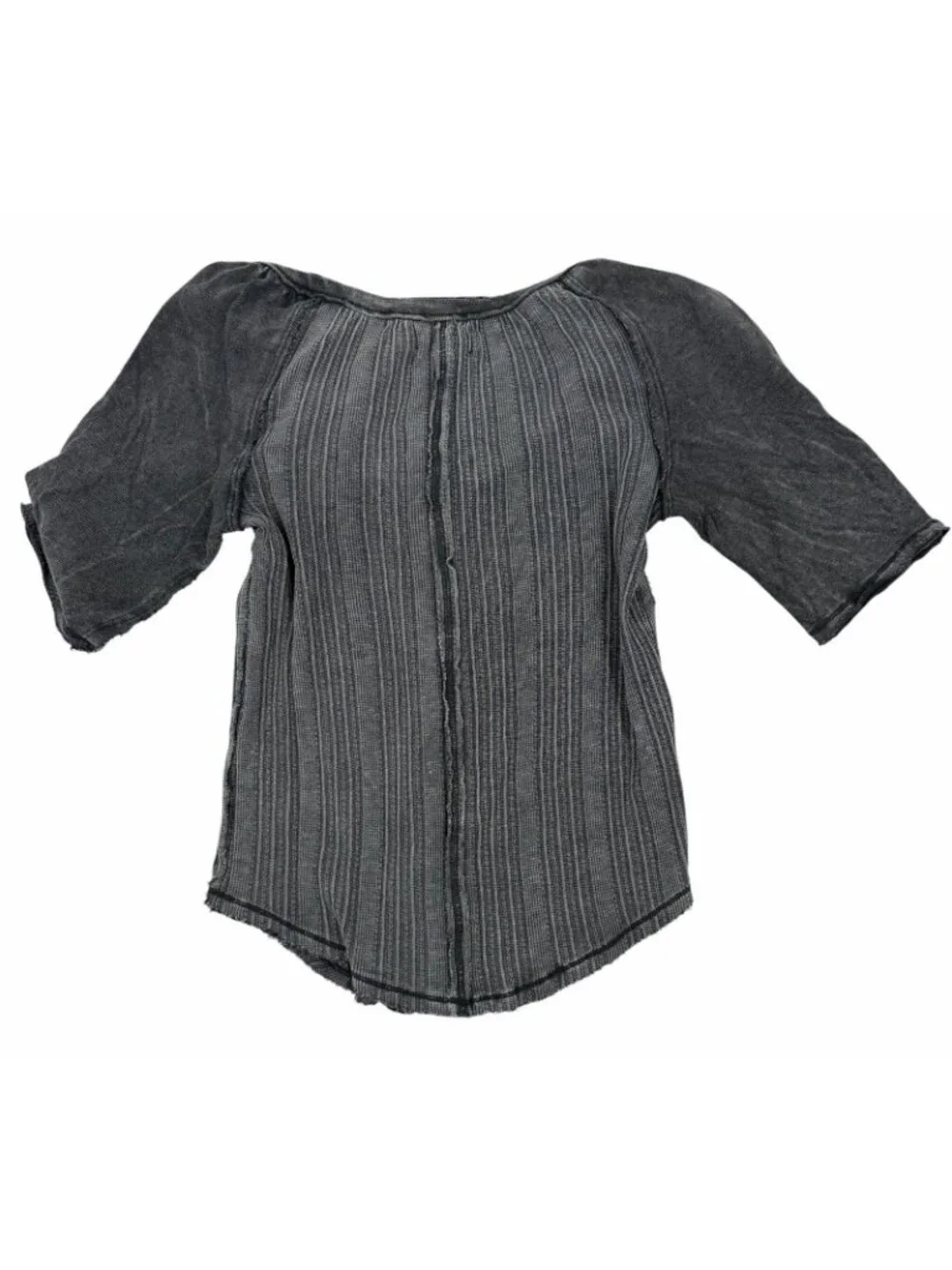 FREE PEOPLE Women's Faded Black Short Sleeve Snap Front Short Sleeve Shirt XS